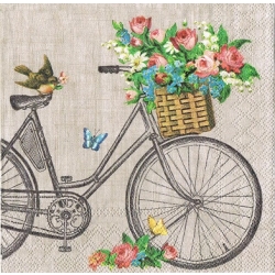 Serwetka do decoupage -1559- rower, kwiaty
